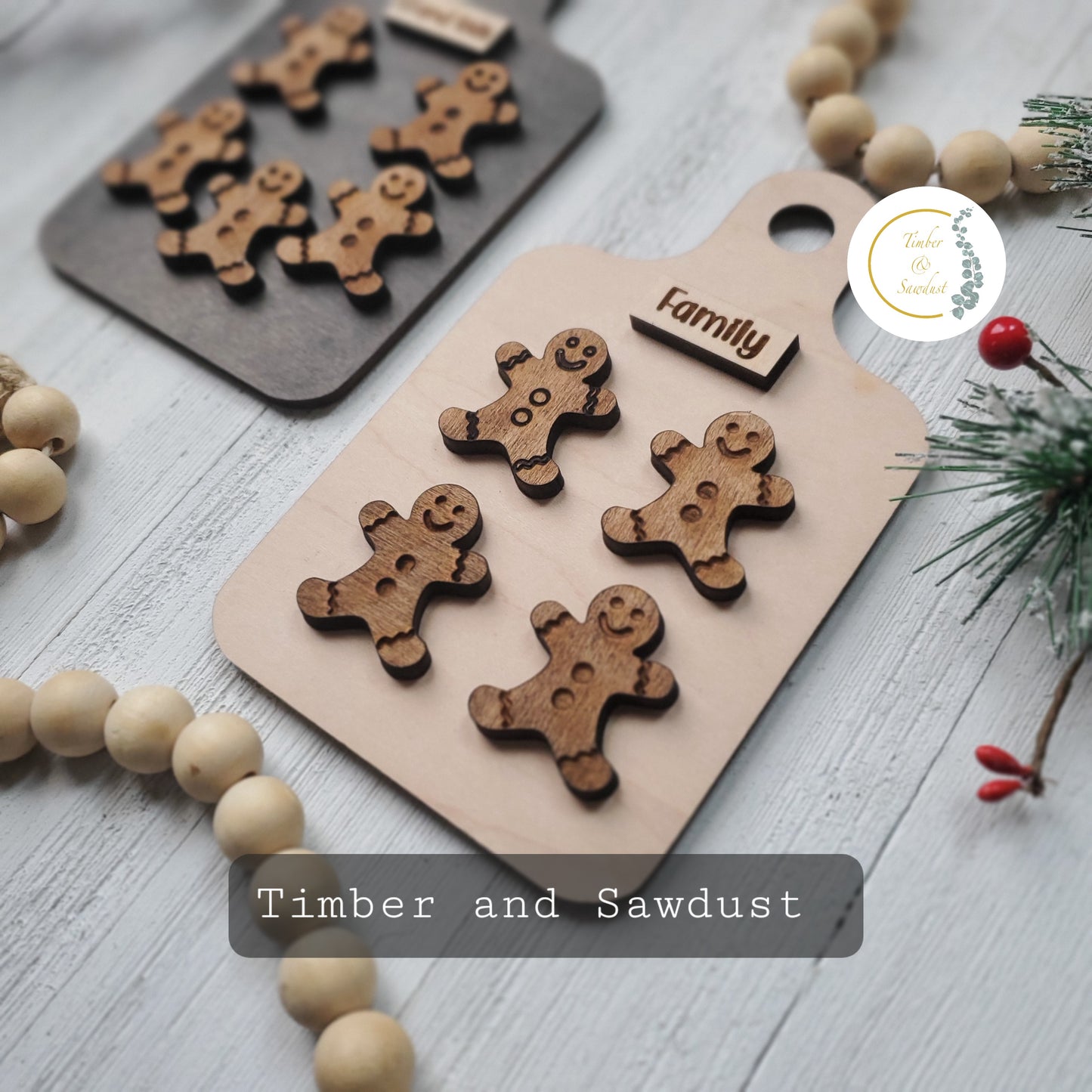 Gingerbread family cookie ornaments