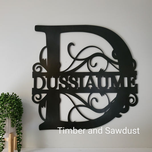 Initial Letter Themed Custom Wooden Family Name Monogram