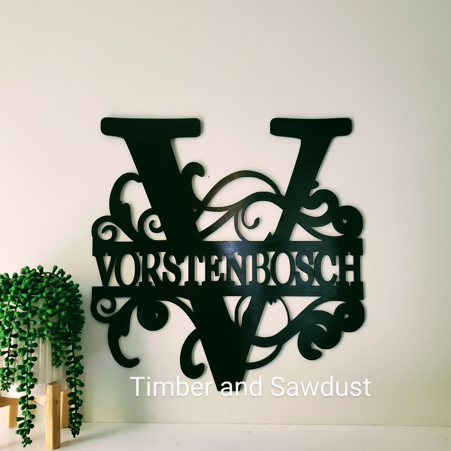 Initial Letter Themed Custom Wooden Family Name Monogram