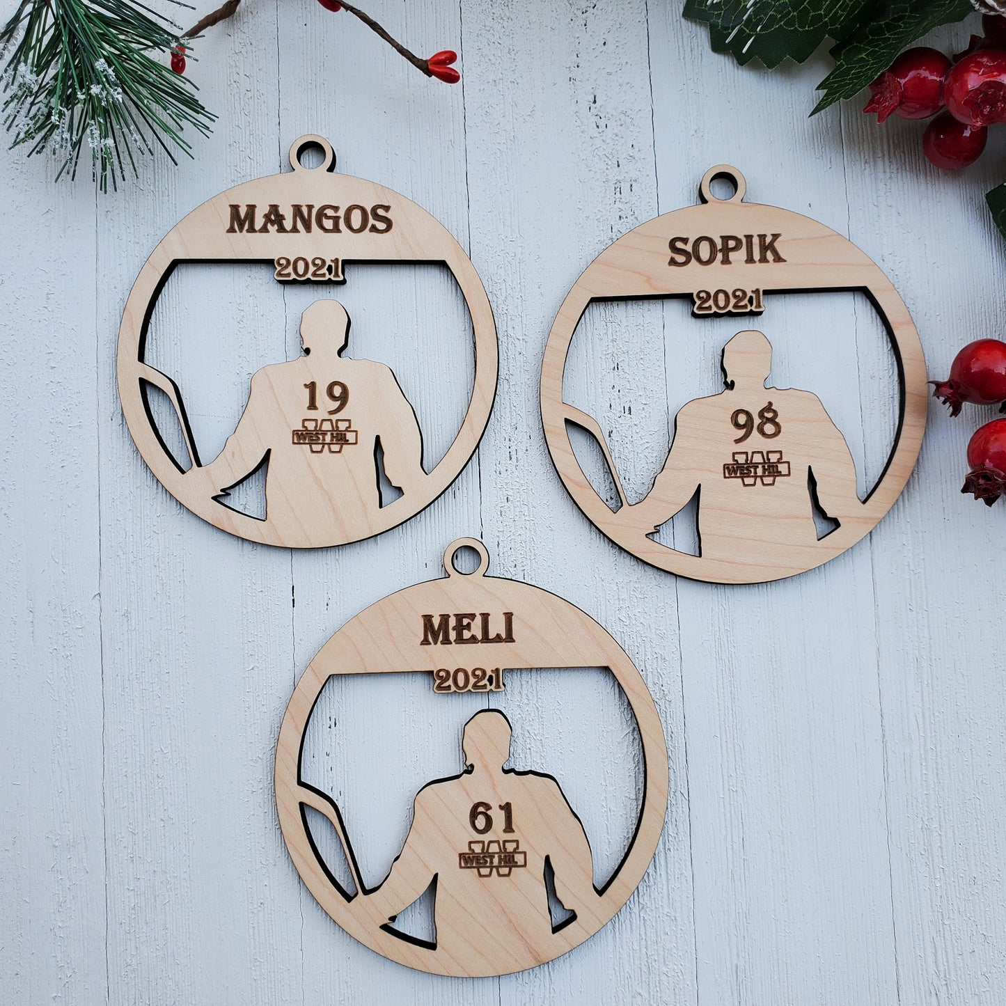 Personalized Hockey ornaments - Player back