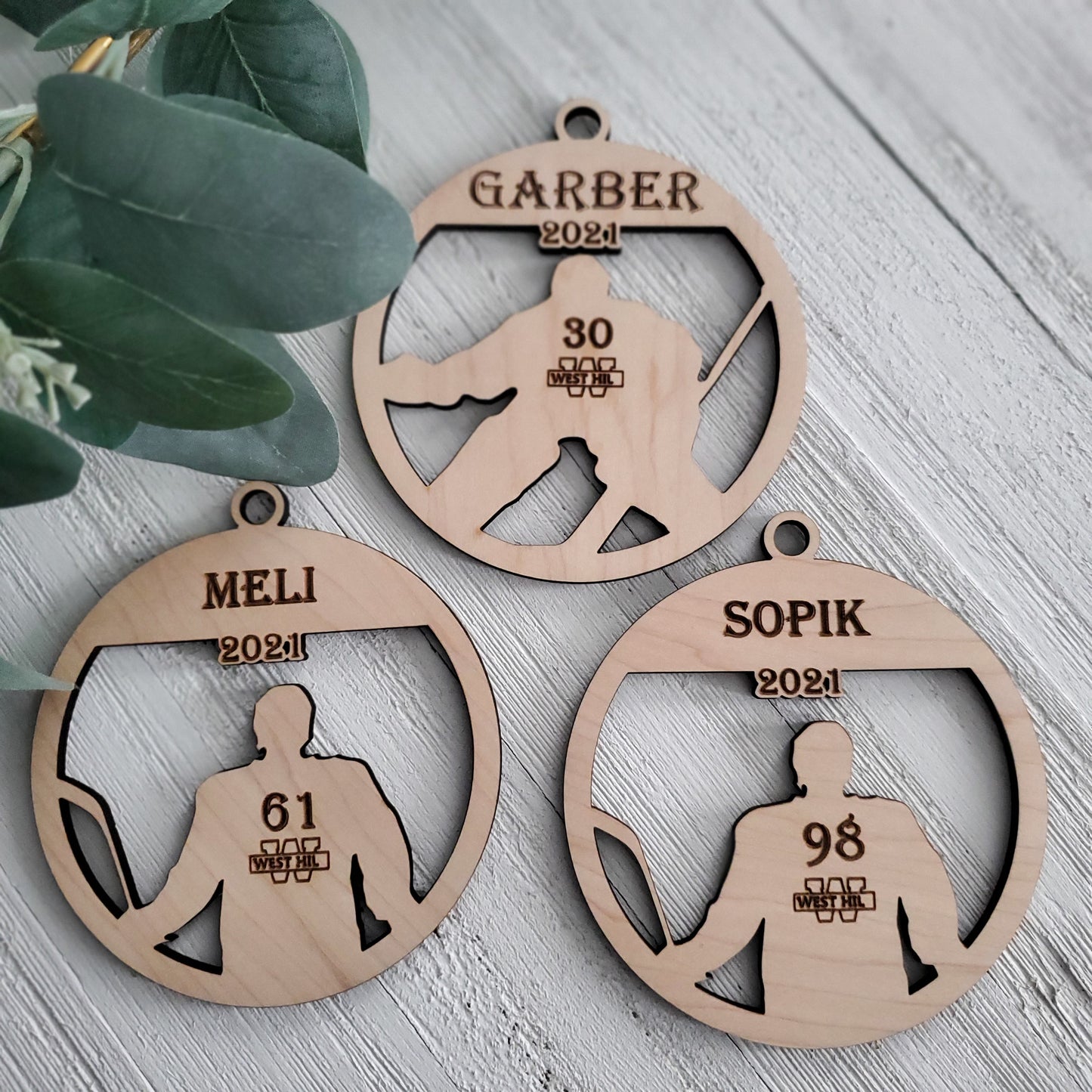 Personalized Hockey ornaments - Player back