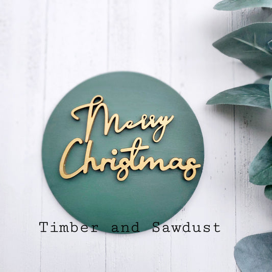 3D round circle wood Christmas sign