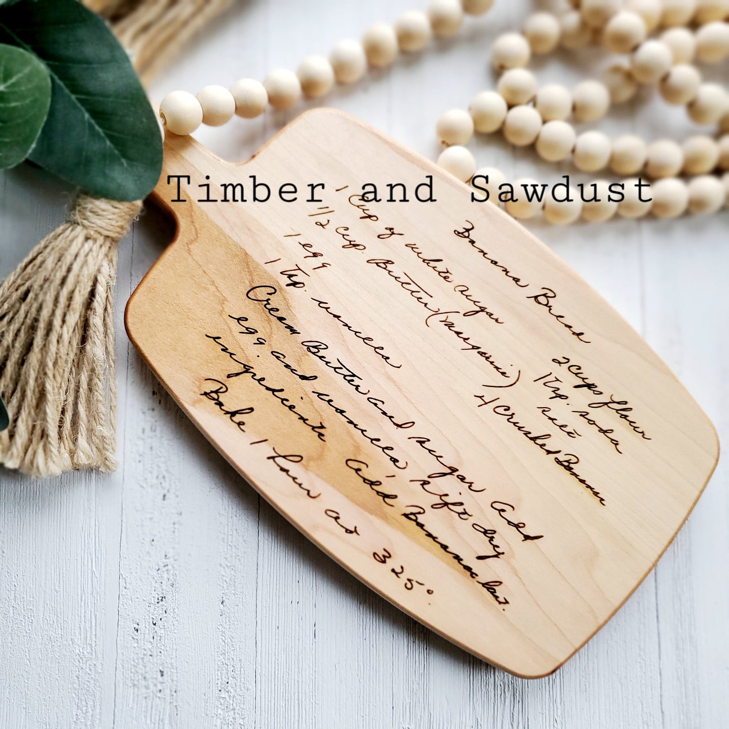 Handwritten recipe engraved