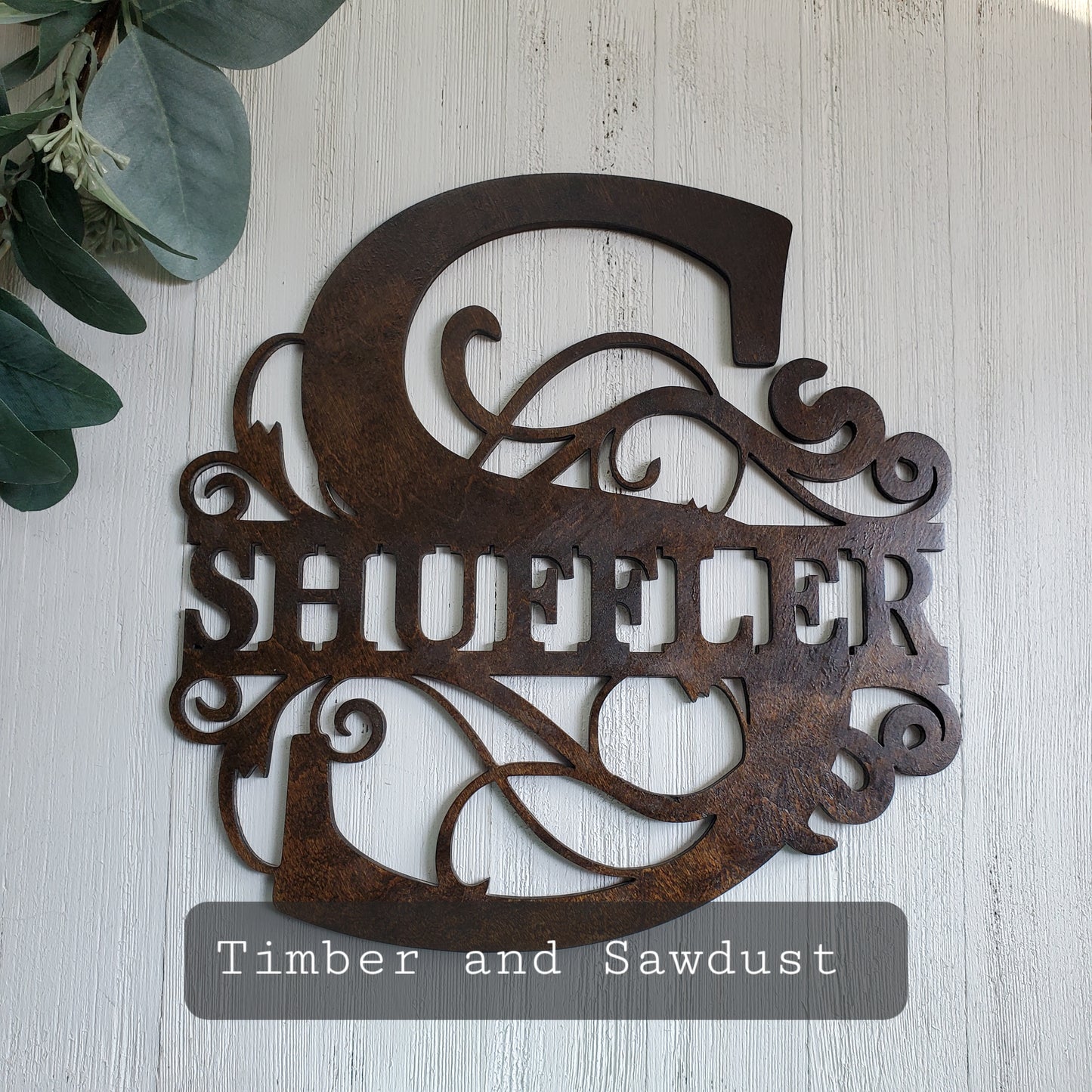 Initial Letter Themed Custom Wooden Family Name Monogram