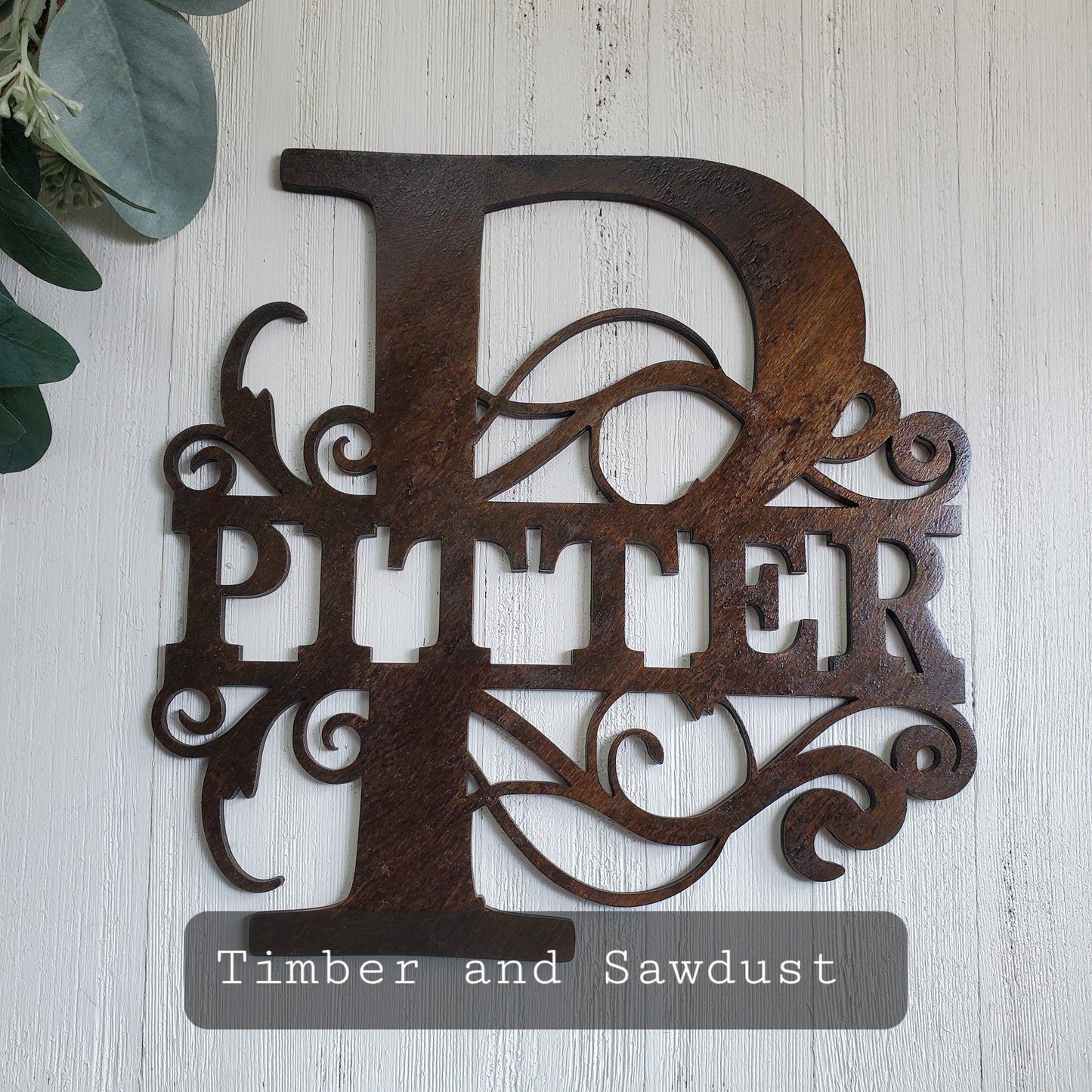 Initial Letter Themed Custom Wooden Family Name Monogram