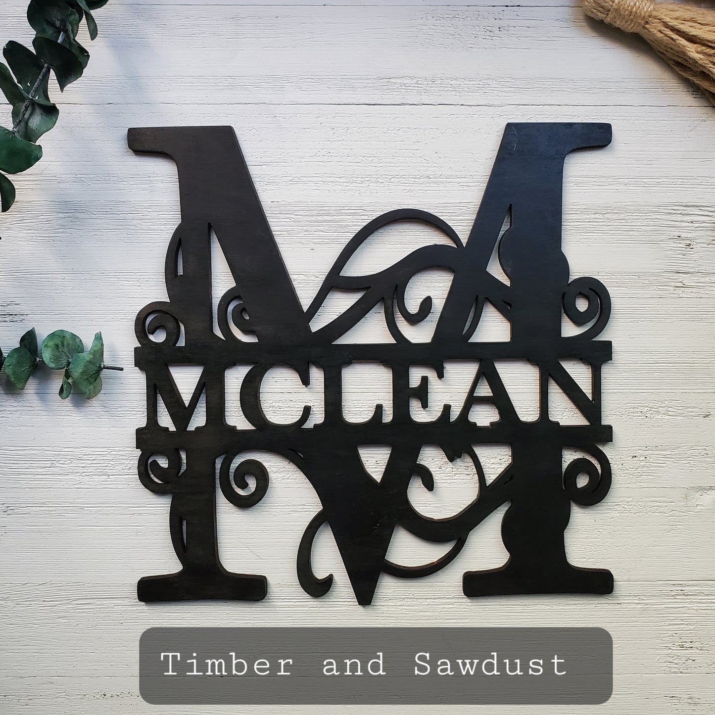 Initial Letter Themed Custom Wooden Family Name Monogram