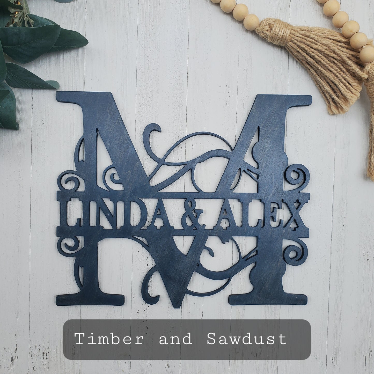 Initial Letter Themed Custom Wooden Family Name Monogram