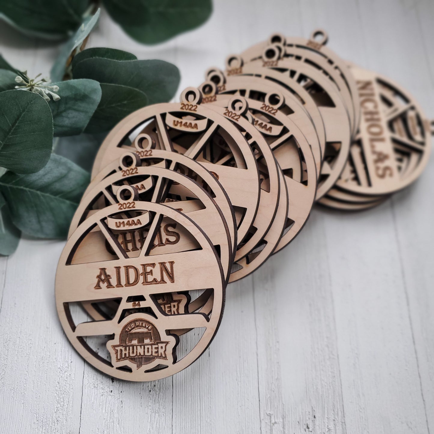 Personalized Hockey ornaments - 2 sticks with logo