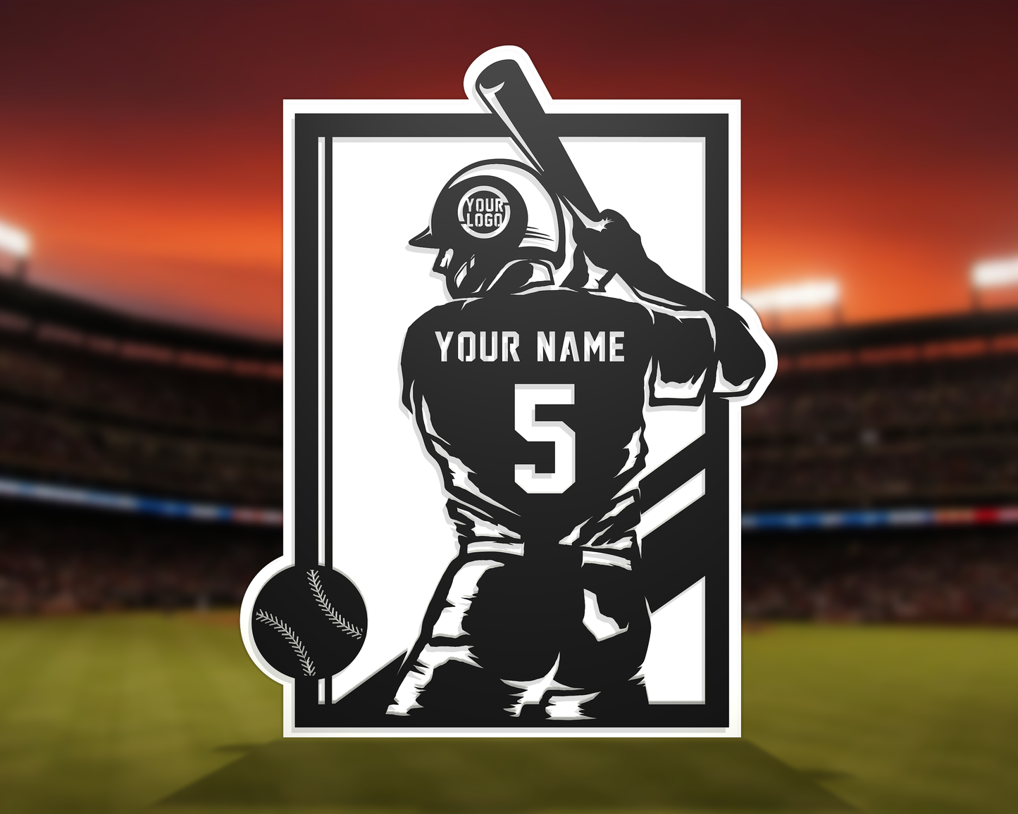 Stadium Series Baseball Signage Customizable Baseball Player Plaque - 8x10"