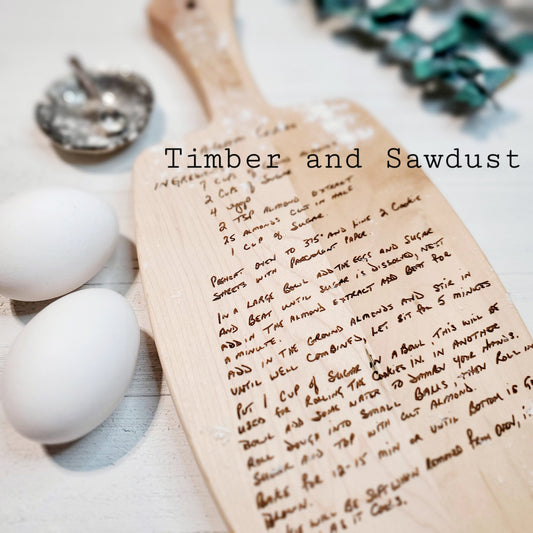 Handwritten recipe cutting board